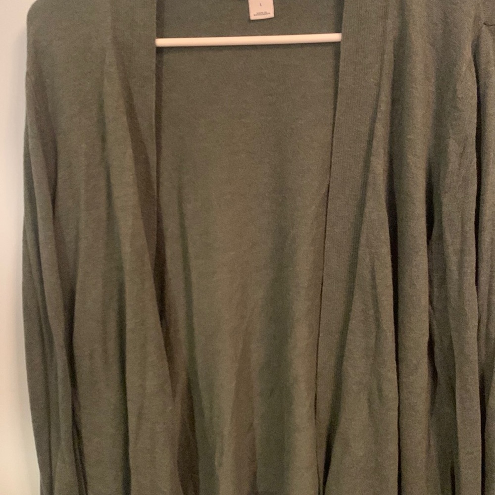 green cardigan